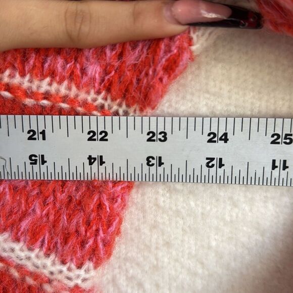 Vero Moda Kamma Variegated Stripe Mock Neck‎ Sweater Small Tangerine Tango Deta - Picture 8 of 8